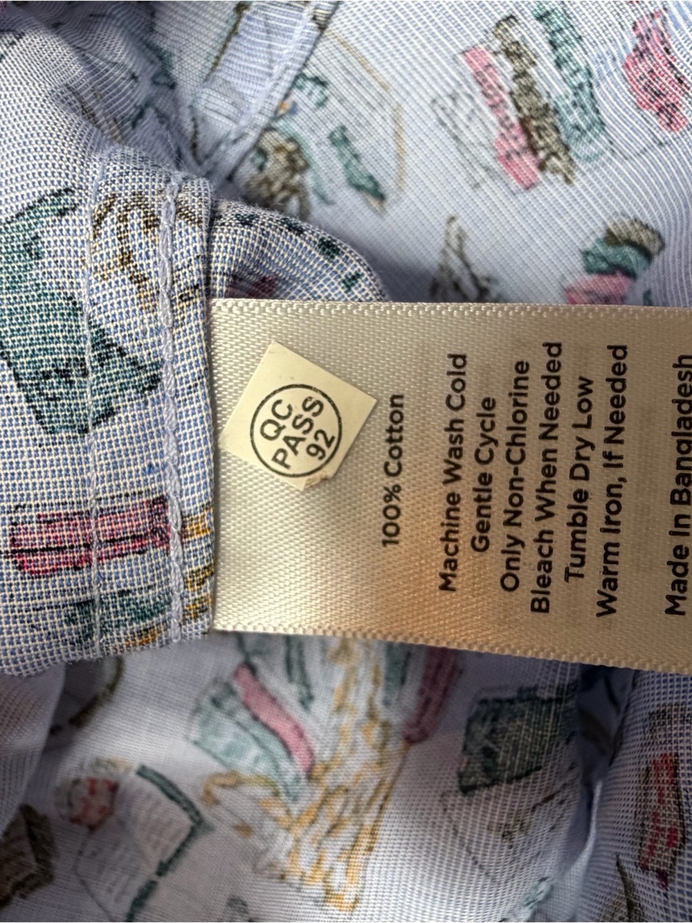 Talbots Light Blue Novelty Print Button-Up Shirt with Multicolor NWT 740 - Picture 4 of 5
